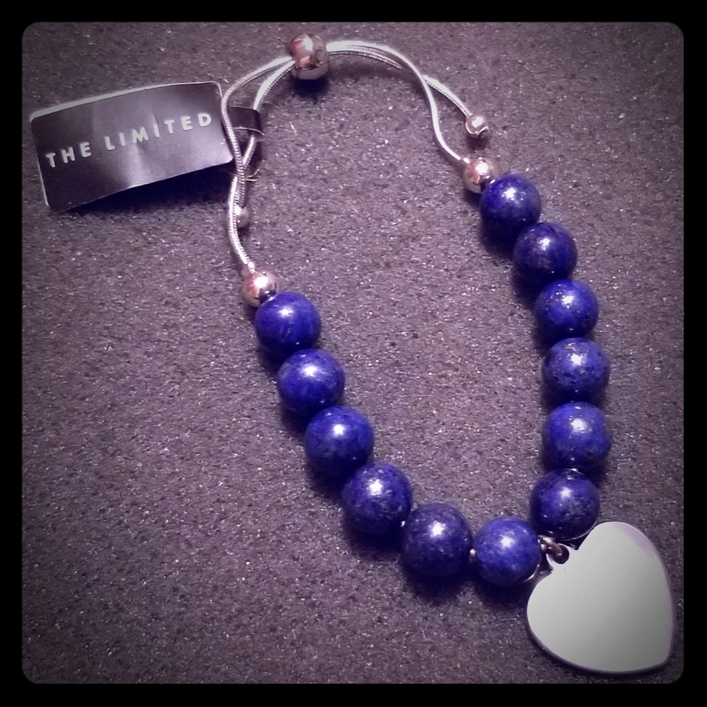 The Limited blue stone silver heart bracelet